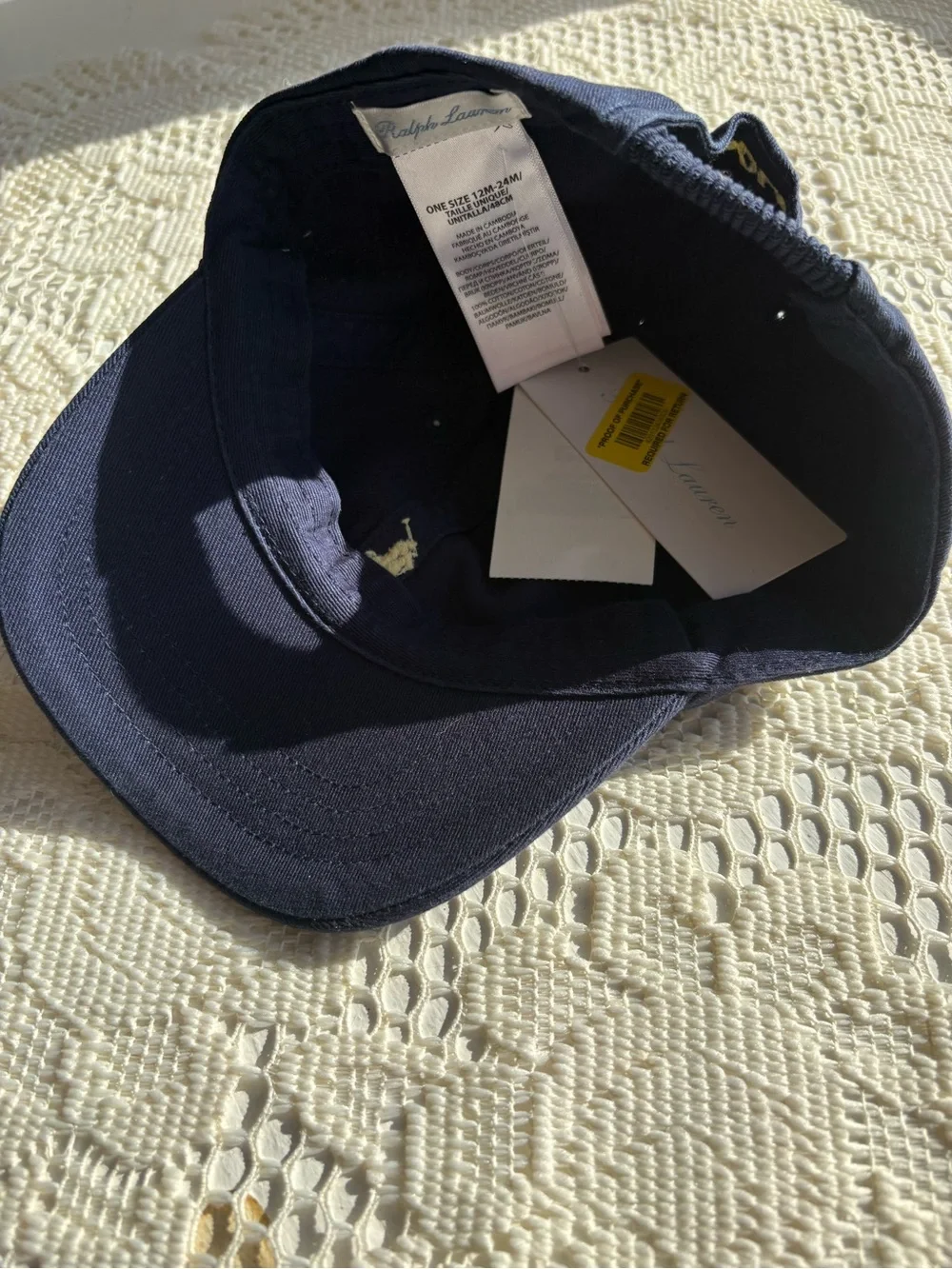 Ralph Lauren Navy Baseball Cap with Yellow Polo Logo